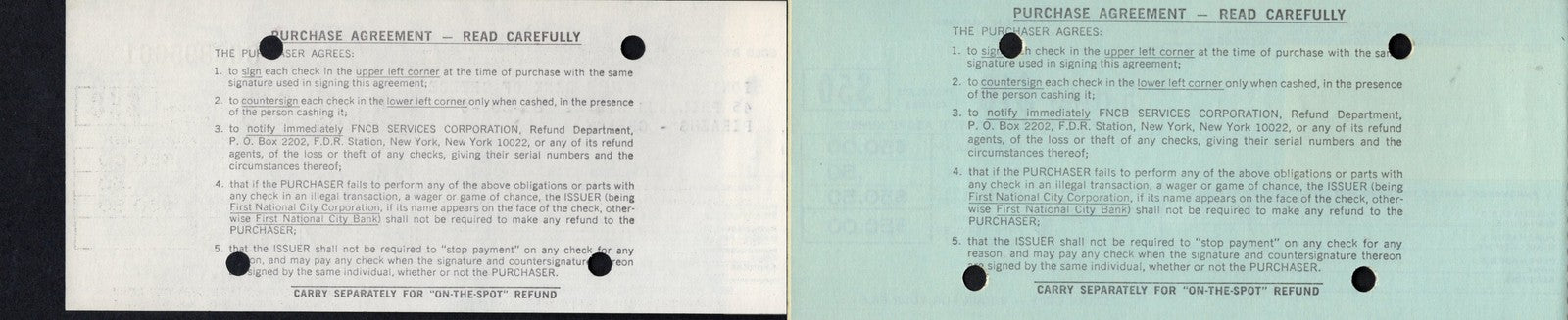 USA 10 Dollars 1969 First National City Corp. Bank Cheque UNC W/Booklet (1 Note)