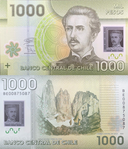 Chile 1000 Pesos 2020 P 161 Polymer UNC 1/20 Bundle Lot 5 pcs