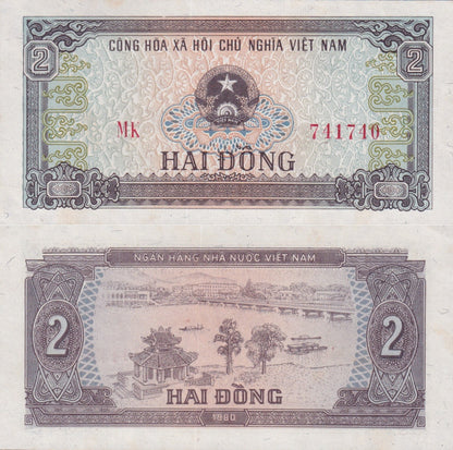 Viet Nam Vietnam 2 Dong 1980 P 85 UNC FOXING