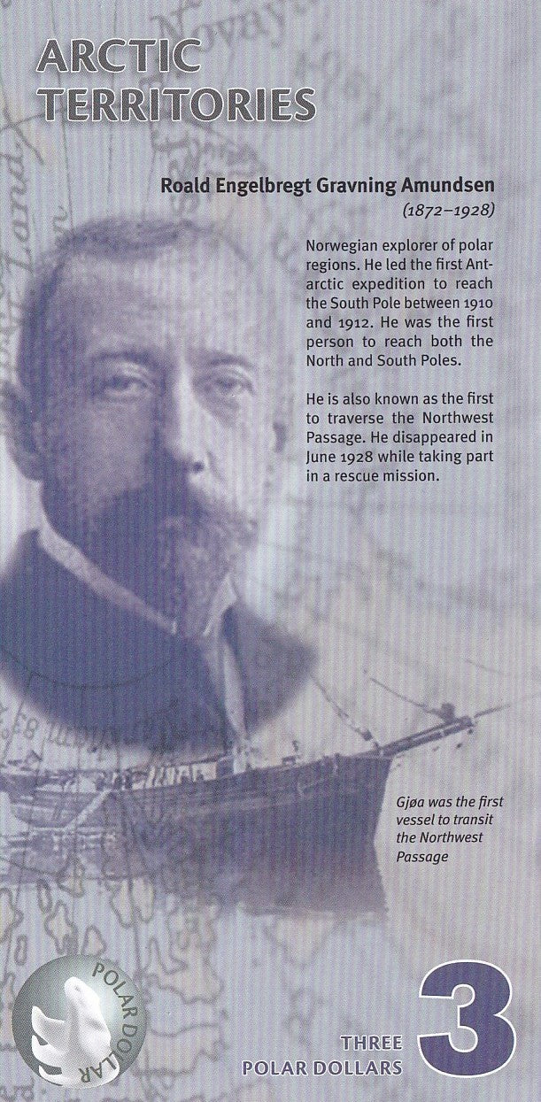 Arctic Territories 3 Dollars 2011 Polymer Series 3A Polar Bird UNC