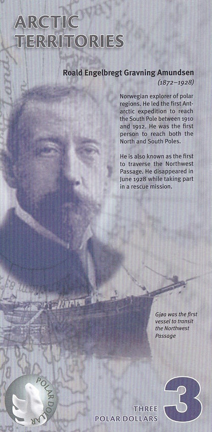 Arctic Territories 3 Dollars 2011 Polymer Series 3A Polar Bird UNC