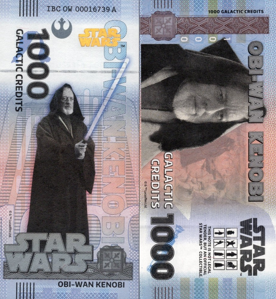 Disney Official Star Wars 1000 Galactic Credits 2025 Obi-Wan Kenobi UNC W/F