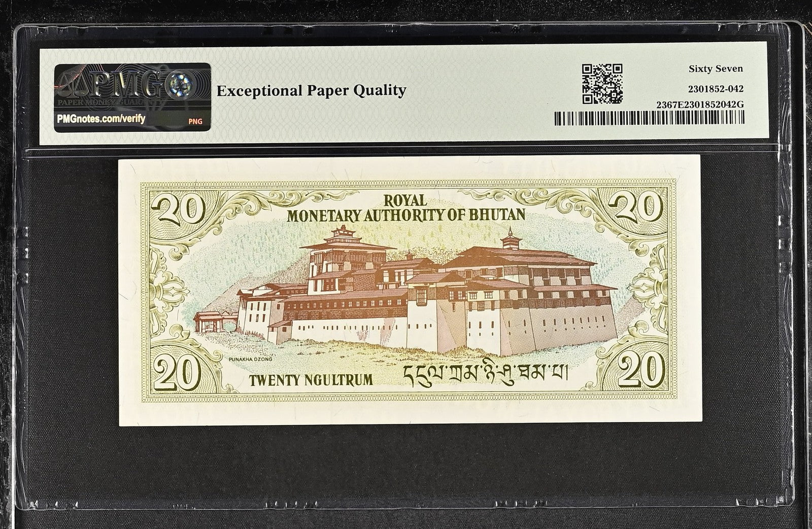 Bhutan 20 Ngultrum ND (2000) P 23 UNC PMG 67 EPQ 3rd TOP POP