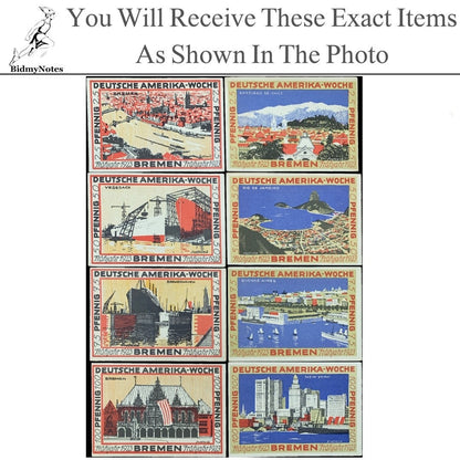 Germany Notgeld BREMEN 25 50 75 100 Pfennig 1923 Set 8 pcs
