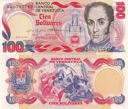 Venezuela 100 Bolivares 1980 P 59 Commemorative UNC