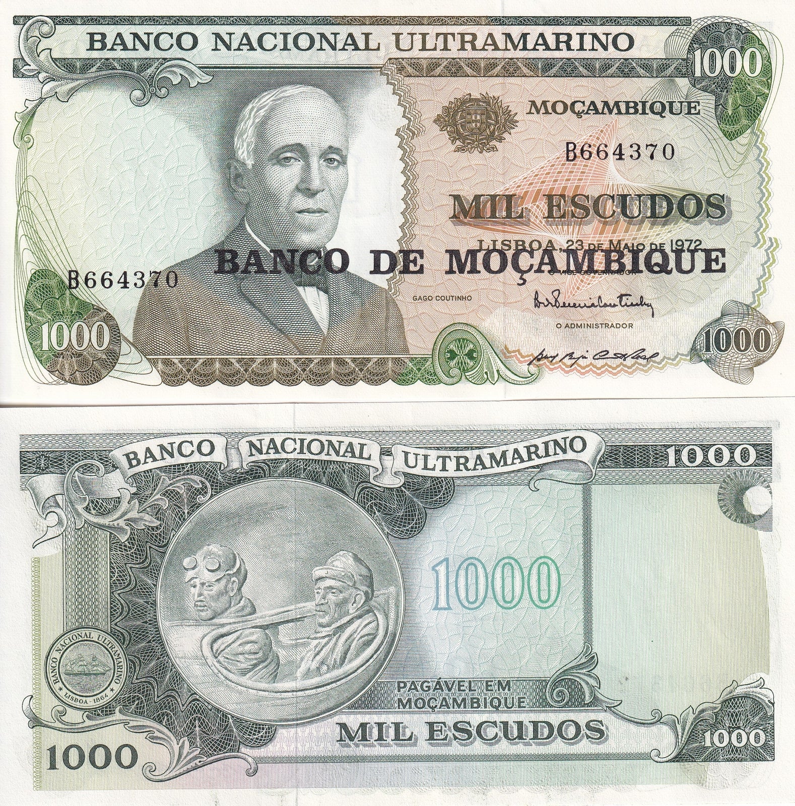 Mozambique 1000 Escudos 1972 P 115 UNC