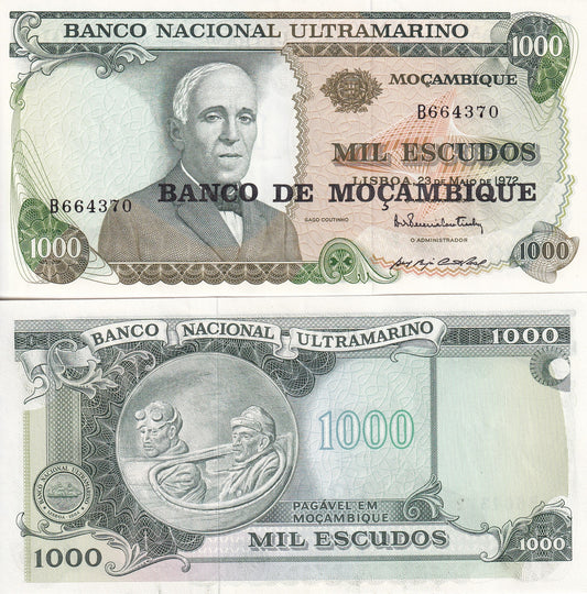 Mozambique 1000 Escudos 1972 P 115 UNC