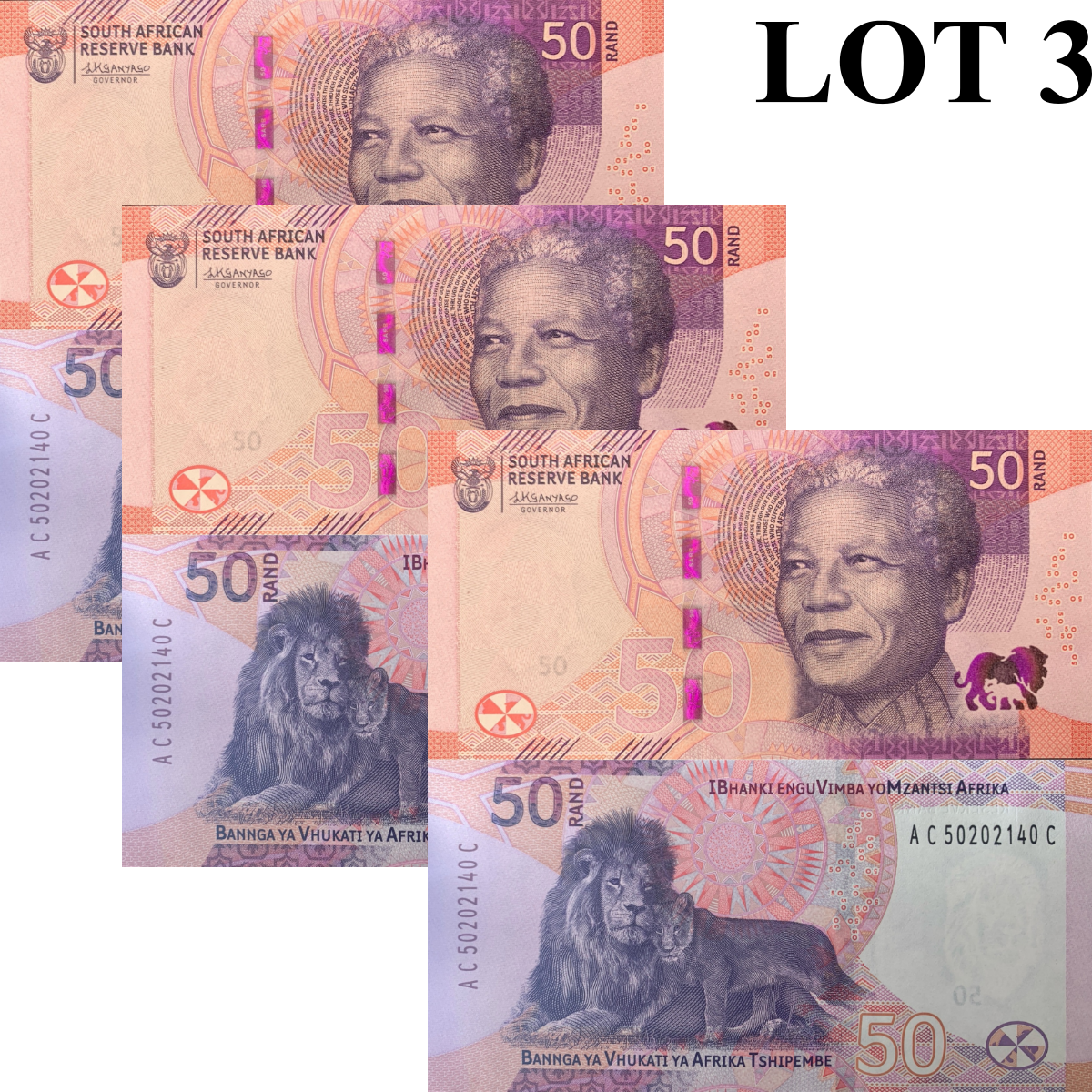 South Africa 50 Rand ND 2023 P 150 New Issue UNC Lot 3 pcs