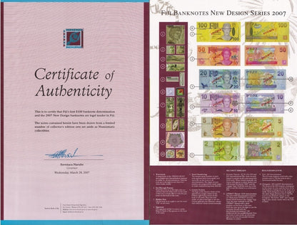 Fiji 2-100 ND 2007-2011 P 109a 110a-114 UNC Set 6 pcs Match LOW S/N With Folder