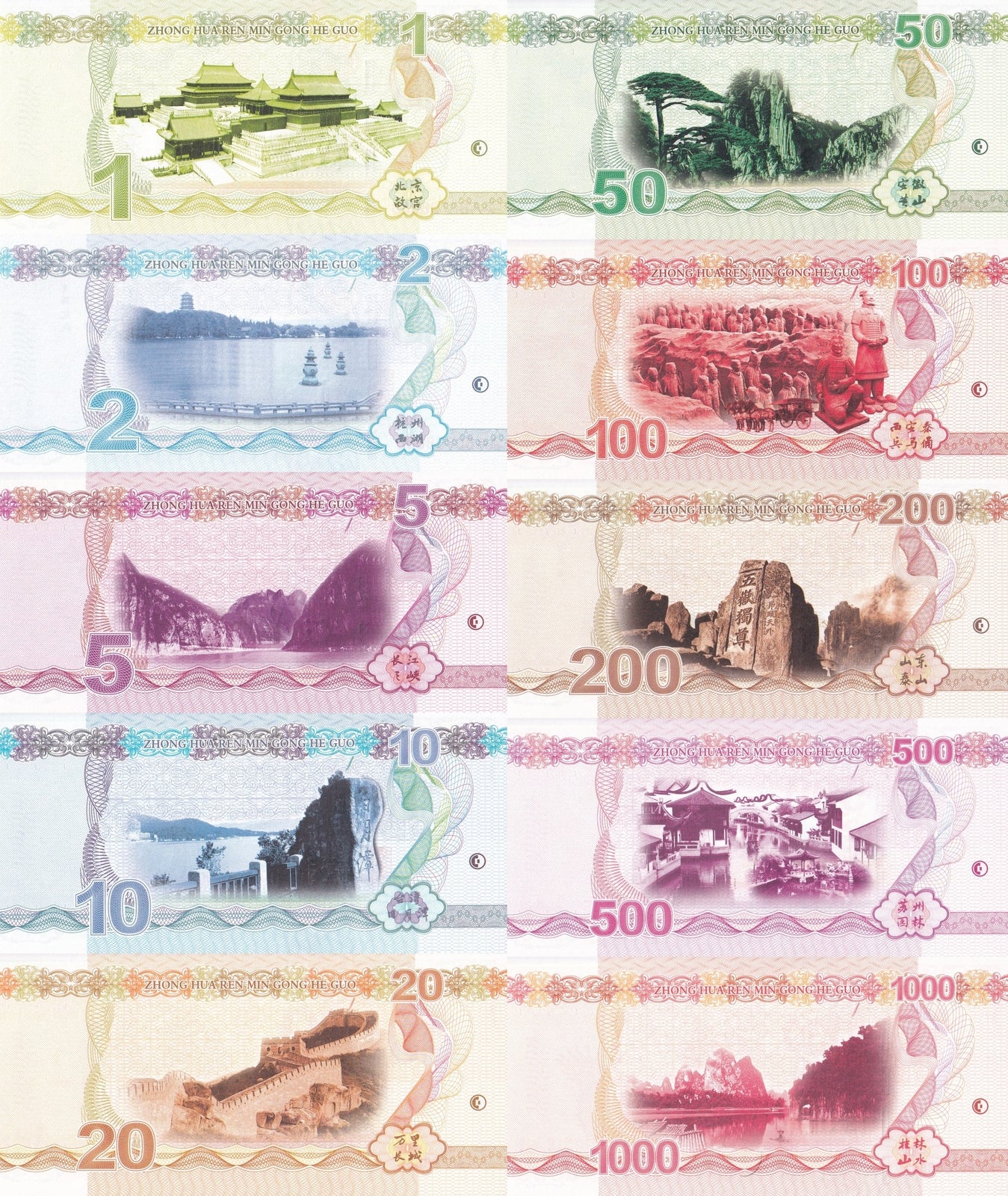 Dragons Fluorescent COMM. Coupons of Dragon Zodiac UNC Private Issue Set 10 pcs