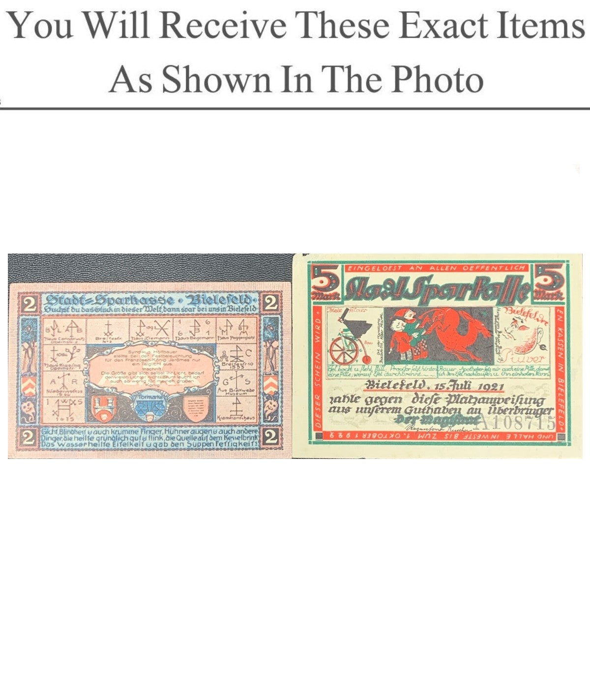 Germany Notgeld BIELEFELD 2 5 Mark 1921 Set 2 pcs