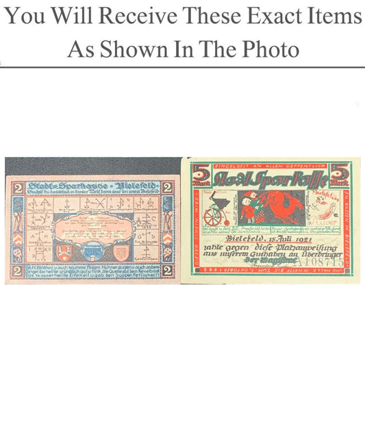 Germany Notgeld BIELEFELD 2 5 Mark 1921 Set 2 pcs