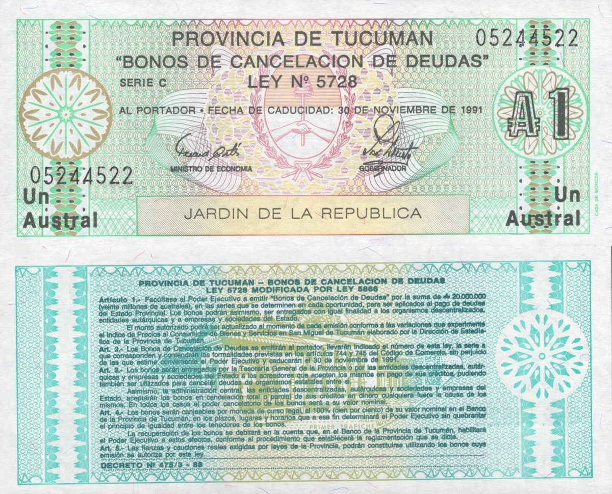 Argentina 1 Austral 1991 P S2711 UNC