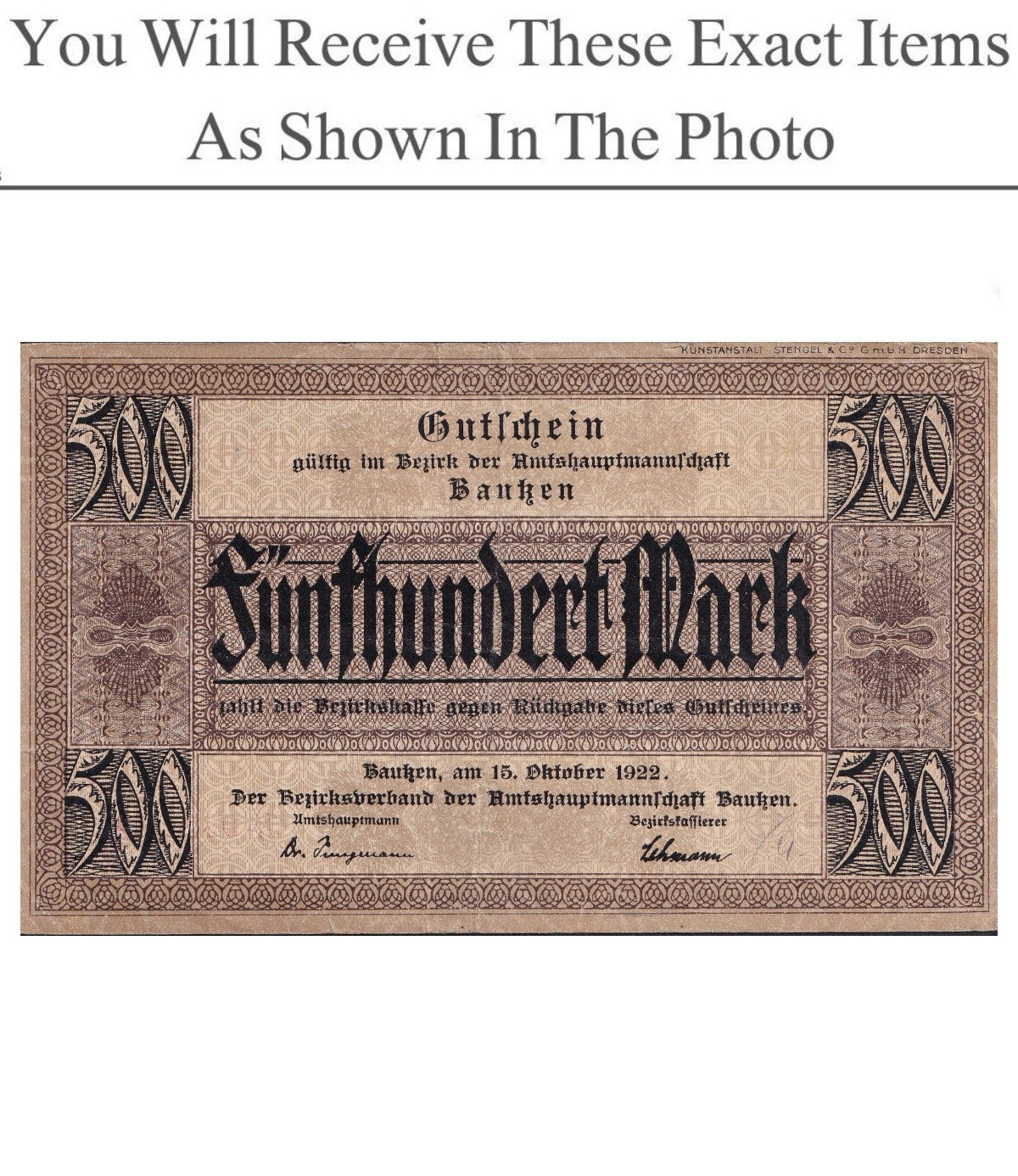 Germany Notgeld BAUTZEN 500 Mark 1922