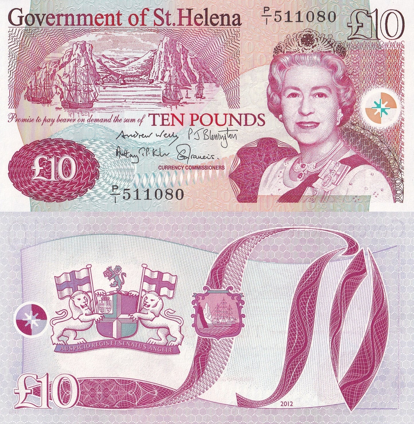 Saint Helena 10 Pounds 2012 P 12b Queen Elizabeth UNC