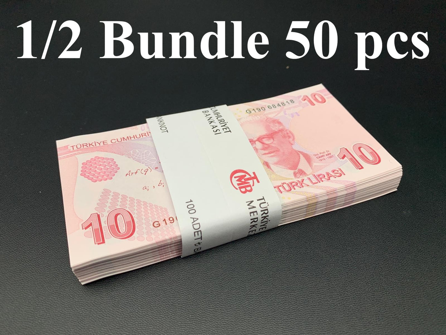 Turkey 10 Turk Lirasi 2009/2025 P 223 New Date UNC 1/2 Bundle Lot 50 pcs