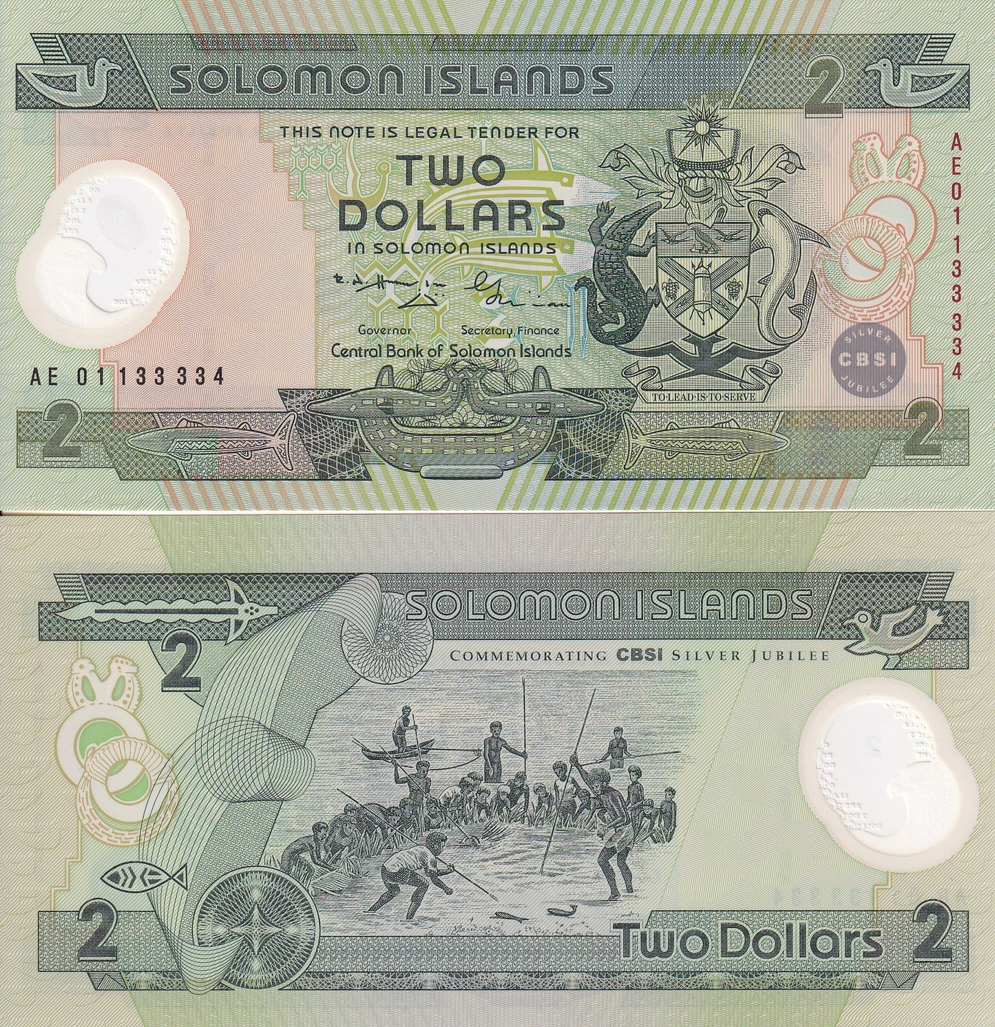 Solomon Islands 2 Dollars 2001 P 23 UNC Polymer