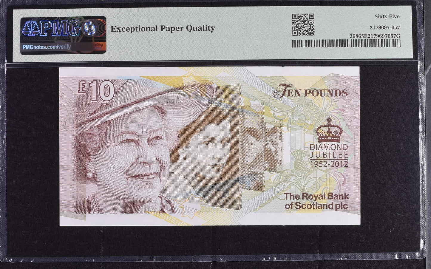 Scotland COMM. 10 Pounds 2012 P 368 UNC PMG 65 EPQ Royal Bank of Scotland plc