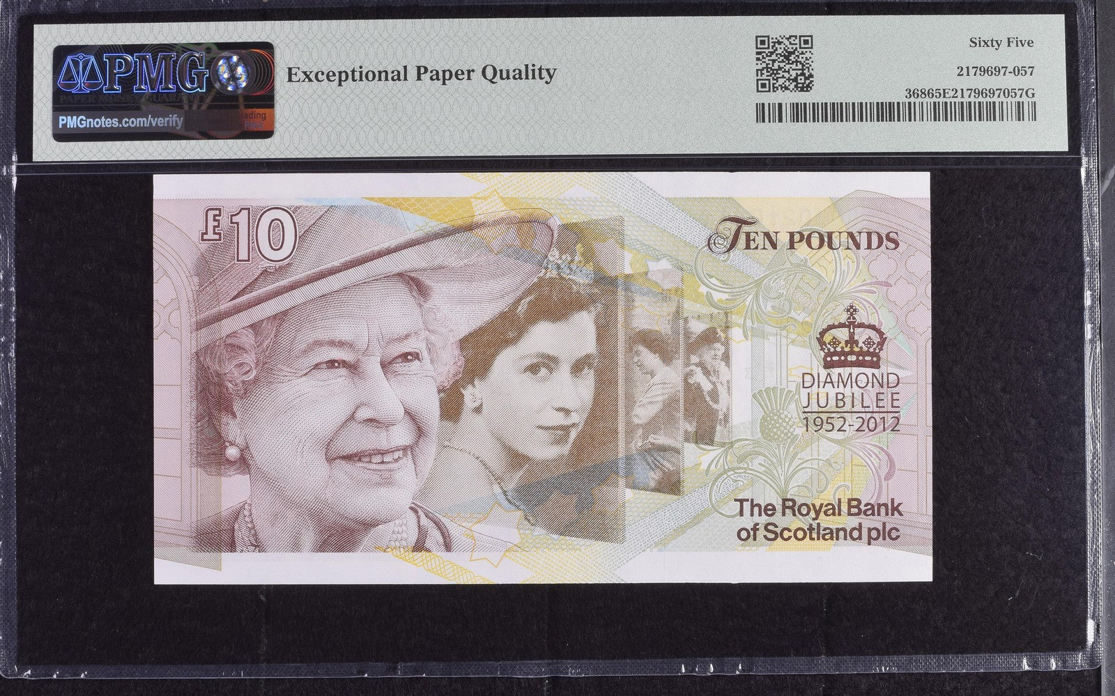 Scotland COMM. 10 Pounds 2012 P 368 UNC PMG 65 EPQ Royal Bank of Scotland plc