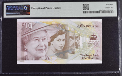 Scotland COMM. 10 Pounds 2012 P 368 UNC PMG 65 EPQ Royal Bank of Scotland plc
