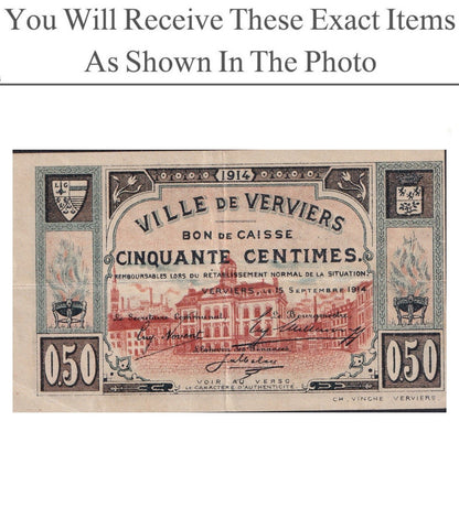 Belgium Notgeld VERVIERS 50 Centimes 1914