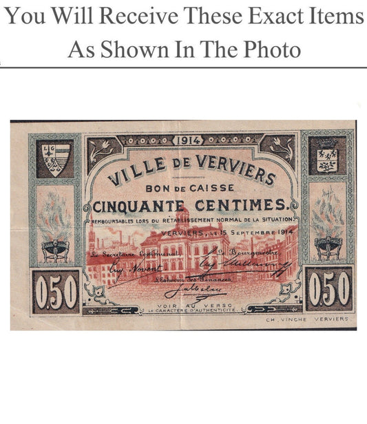 Belgium Notgeld VERVIERS 50 Centimes 1914