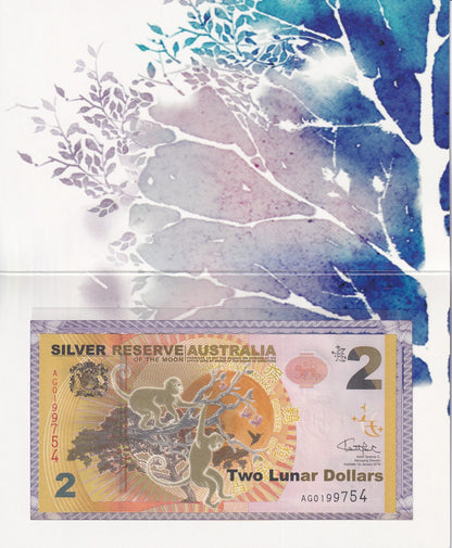 Australia 2 Lunar 2016 UNC Fancy Monkey Silver Reserve of the Moon With Folder