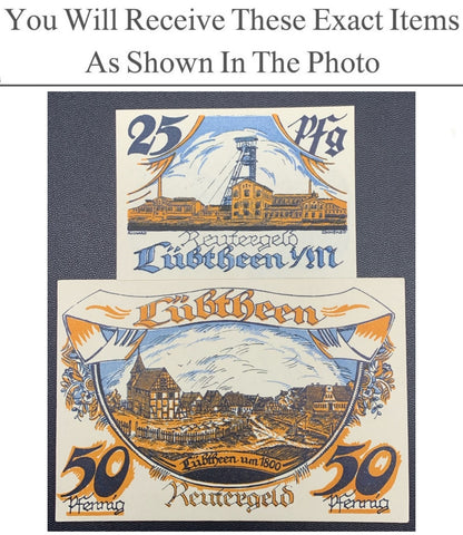 Germany Notgeld LUBTHEEN 25 50 Pfenning 1922 Set 2 pcs