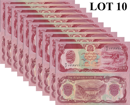 Afghanistan 100 Afghanis 1991 P 58c UNC 1/10 Bundle Lot 10 pcs