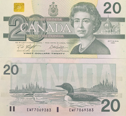 Canada 20 Dollars 1991 P 97 UNC