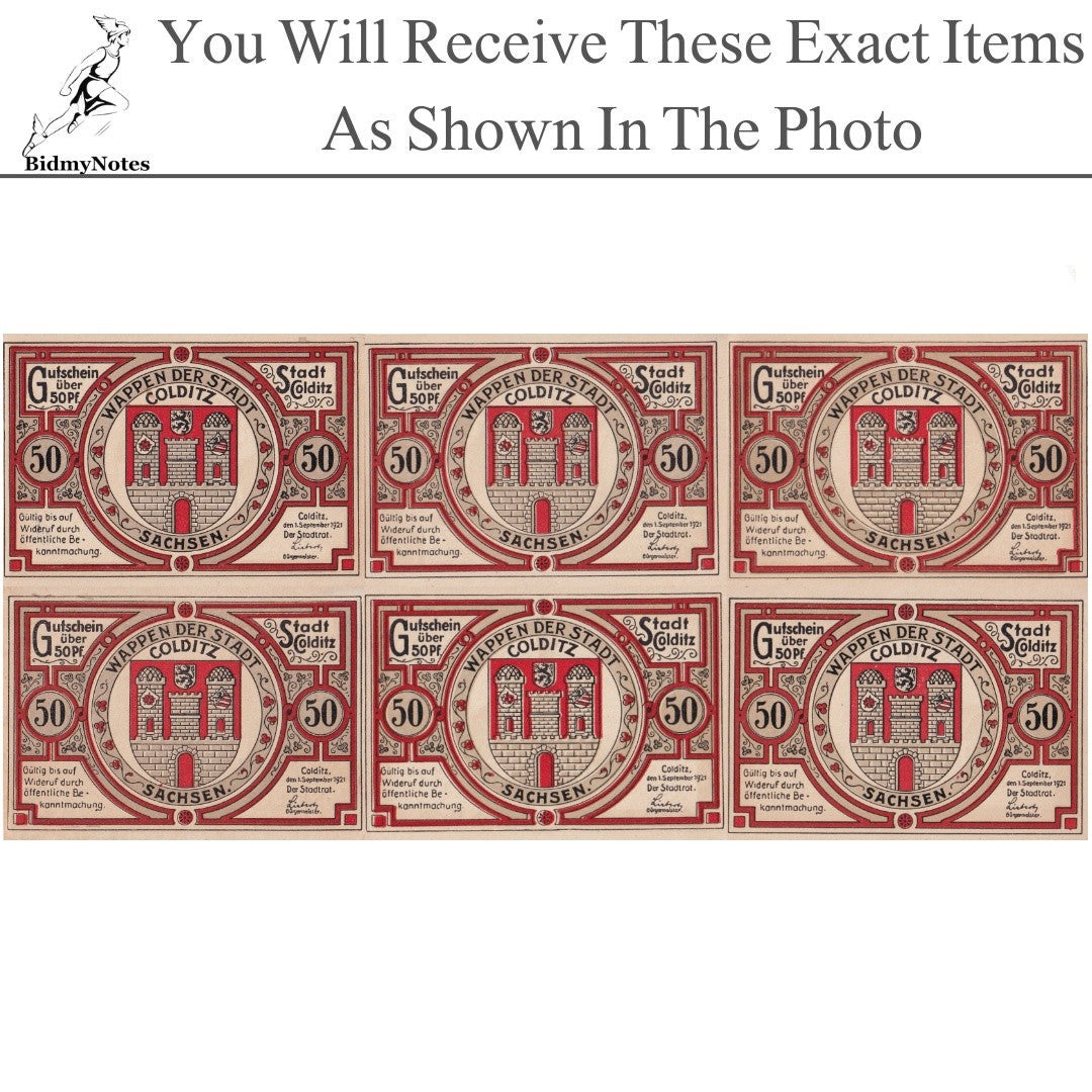 Germany Notgeld COLDITZ 50 Pfennig 1921 Set 6 pcs