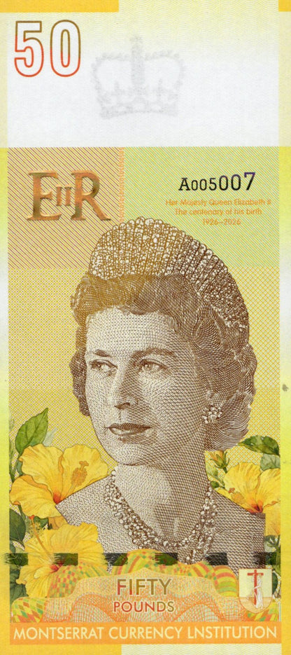 East Caribbean States 2022 MONTSERRAT 50 £ TEST NOTE QUEEN ELIZABETH II UNC