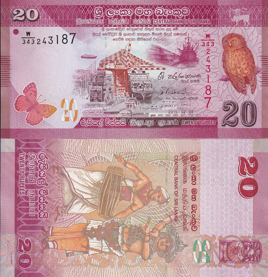 Sri Lanka 20 Rupees 2015 P 123c UNC