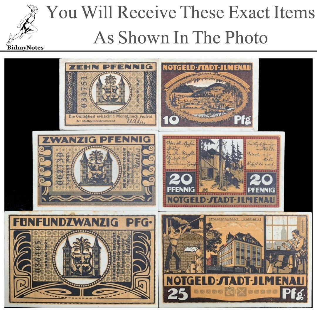 Germany Notgeld ILMENAU 10 20 50 Pfennig 1921 Set 3 pcs