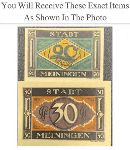 Germany Notgeld MEININGEN 20 30 Pfennig 1921 Full Set 2 pcs