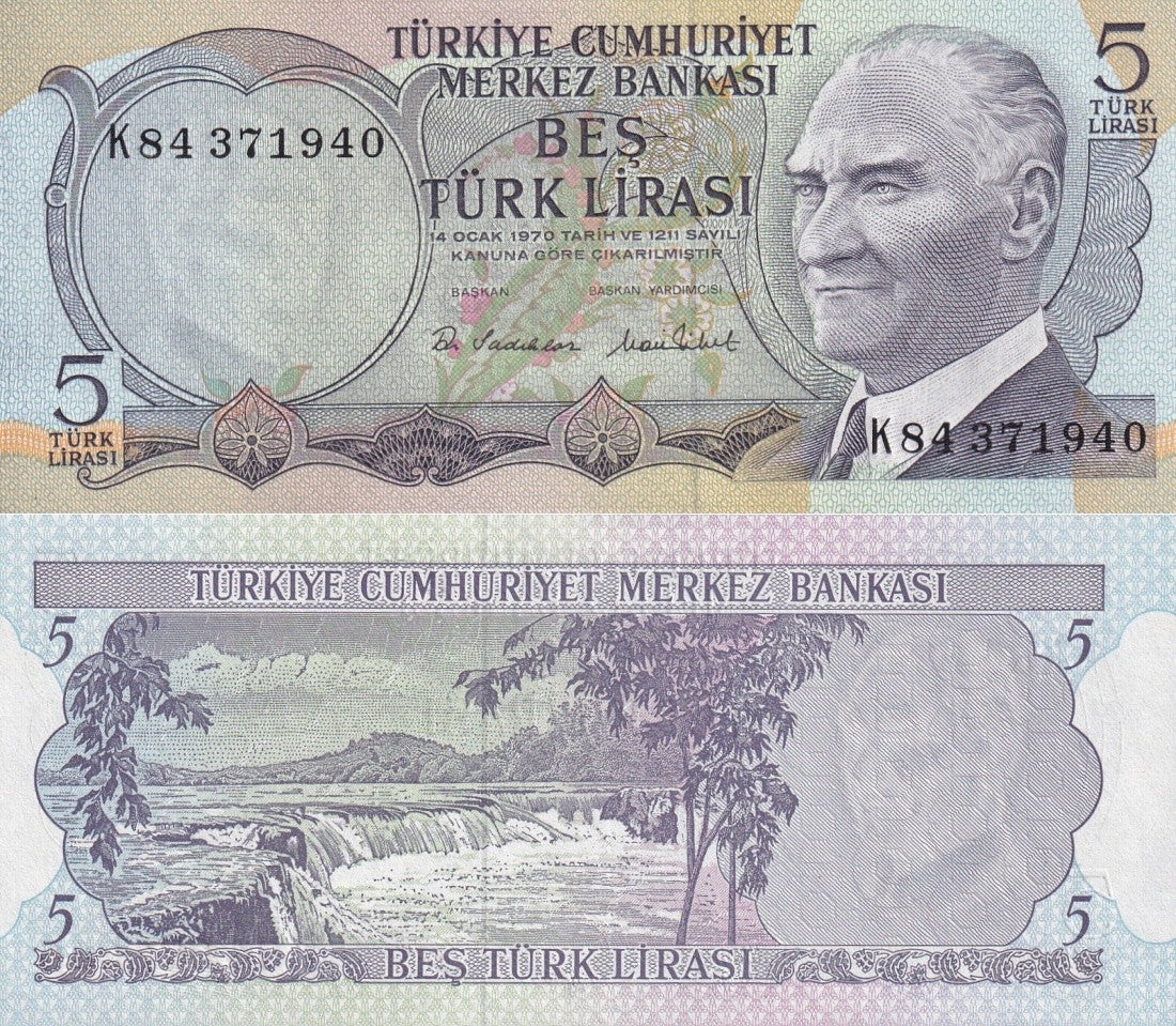 Turkey 5 Turk Lirasi 1970 (1976) P 185 UNC