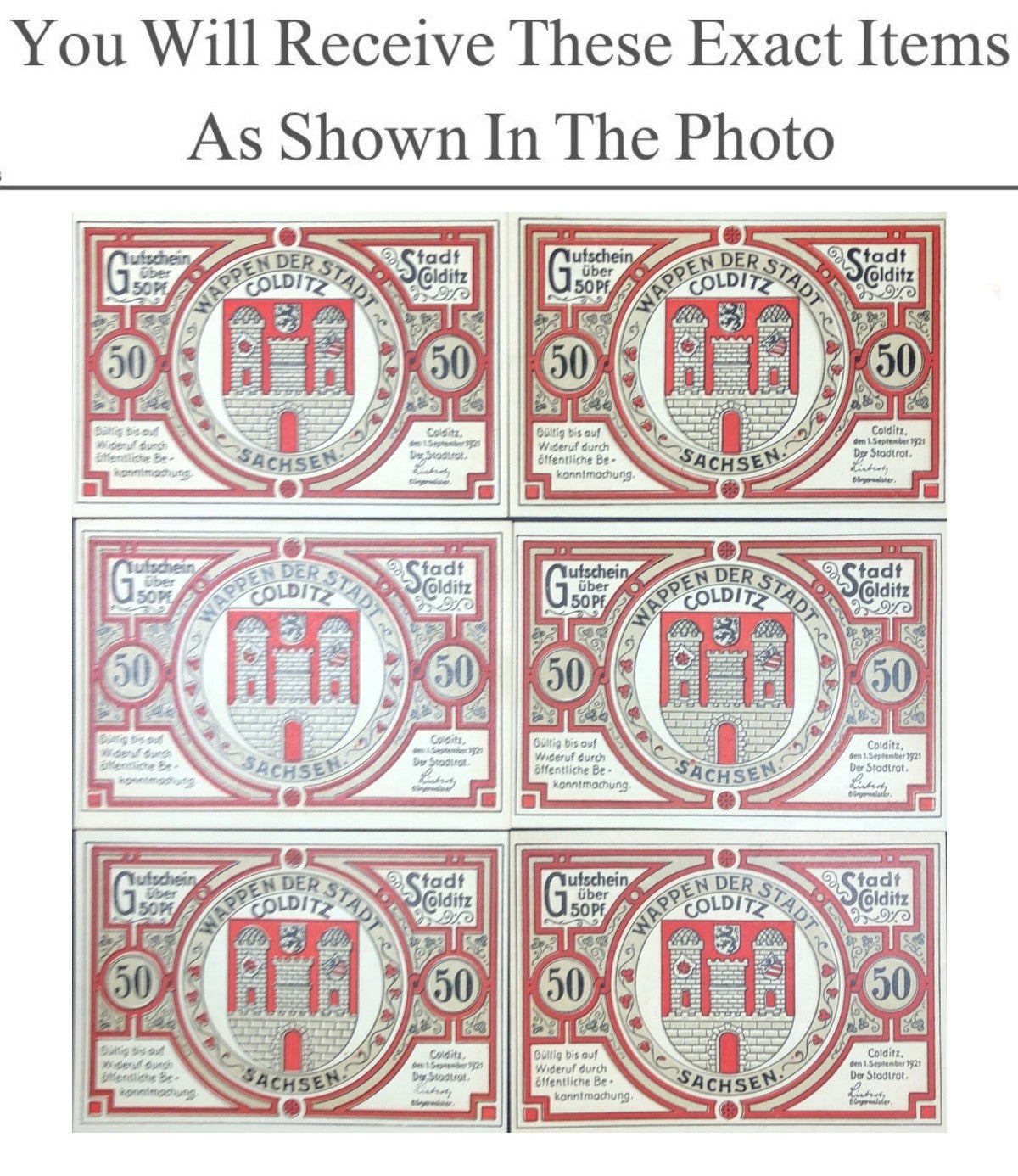 Germany Notgeld COLDITZ 50 Pfennig 1921 Full Set 6 pcs
