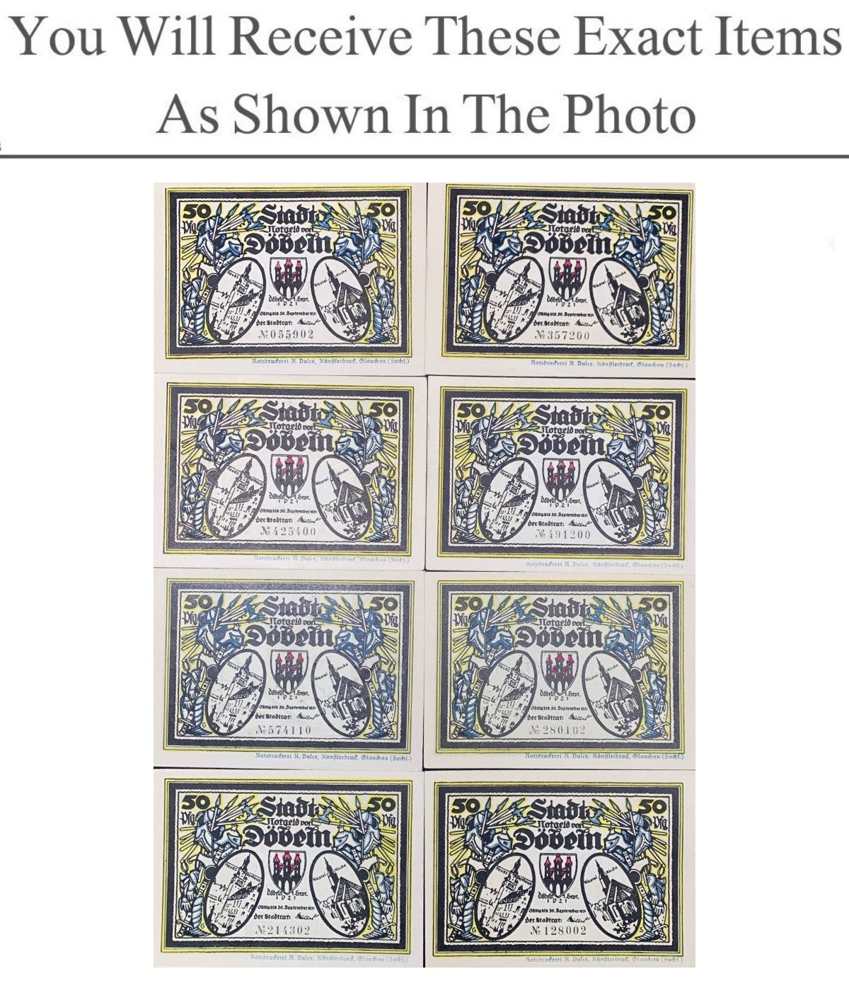 Germany Notgeld BAD REICHENHALL 50 Pfennig 1921 Full Set 8 pcs