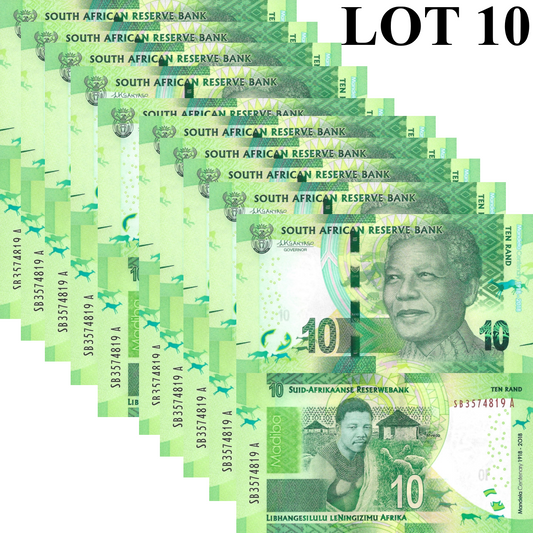 South Africa 20 Rand 2018 P 143 UNC Commemorative 1/10 Bundle Lot 10 pcs