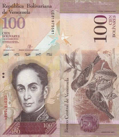 Venezuela 100 Bolivares 2015 P 93j UNC 1/10 Bundle LOT 10 pcs