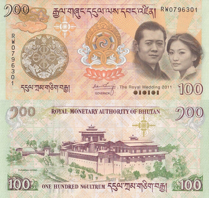Bhutan 100 Ngultrum 2011 P 35 UNC Commemorative With Folder