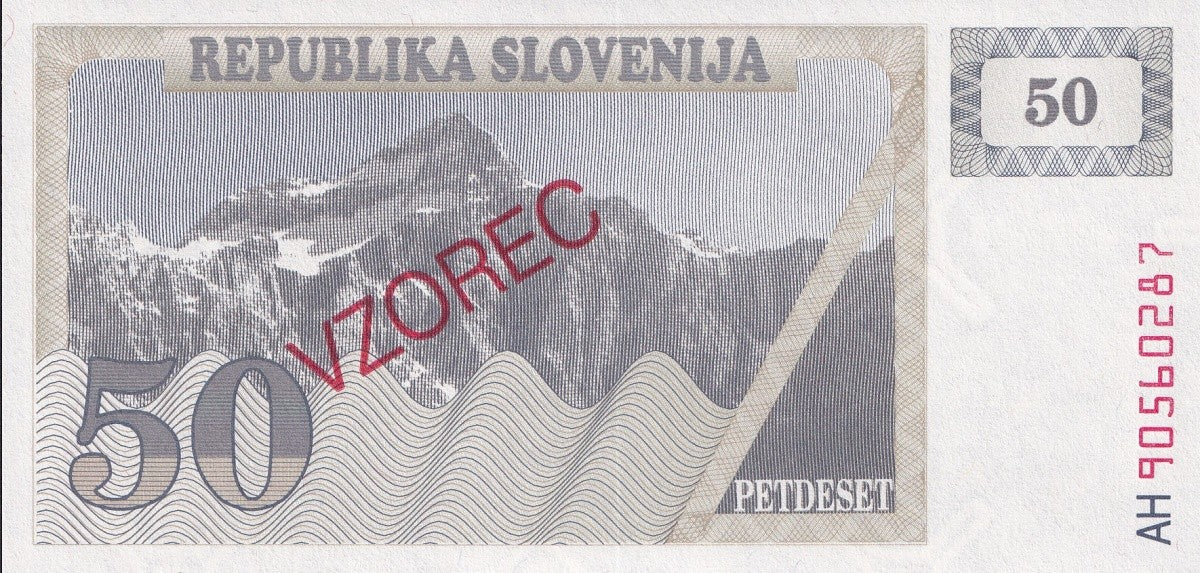 Slovenia 50 Tolarjev 1990 P 5 UNC SPECIMEN