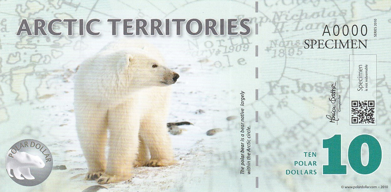 Arctic Territories 10 Dollars 2010 Polymer Specimen UNC