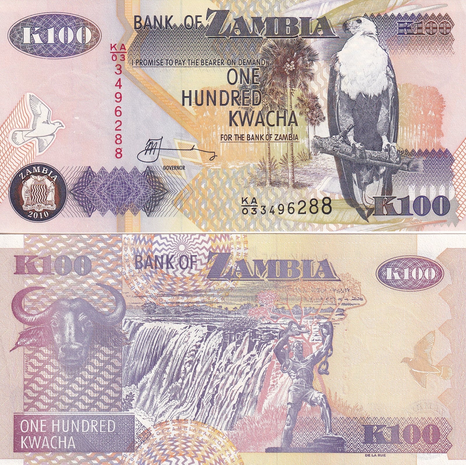 Zambia 100 Kwacha 2010 P 38i UNC