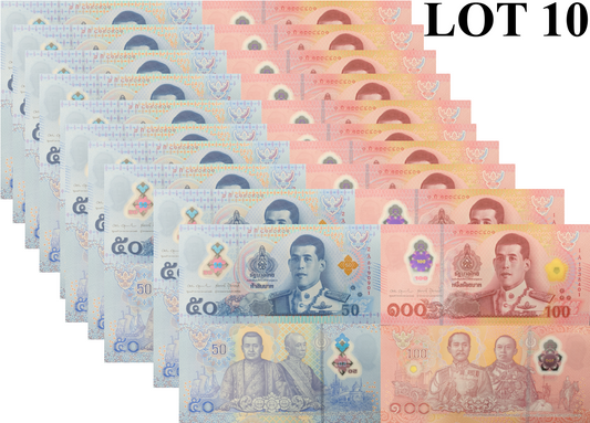 Thailand 50 100 Baht ND 2025 P 146 147 NEW Polymer UNC Set 2 LOT 10