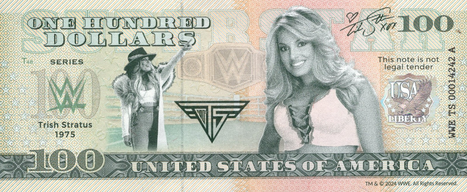 USA Trish Stratus 100 Dollars WWE TEST NOTE 2024 UNC