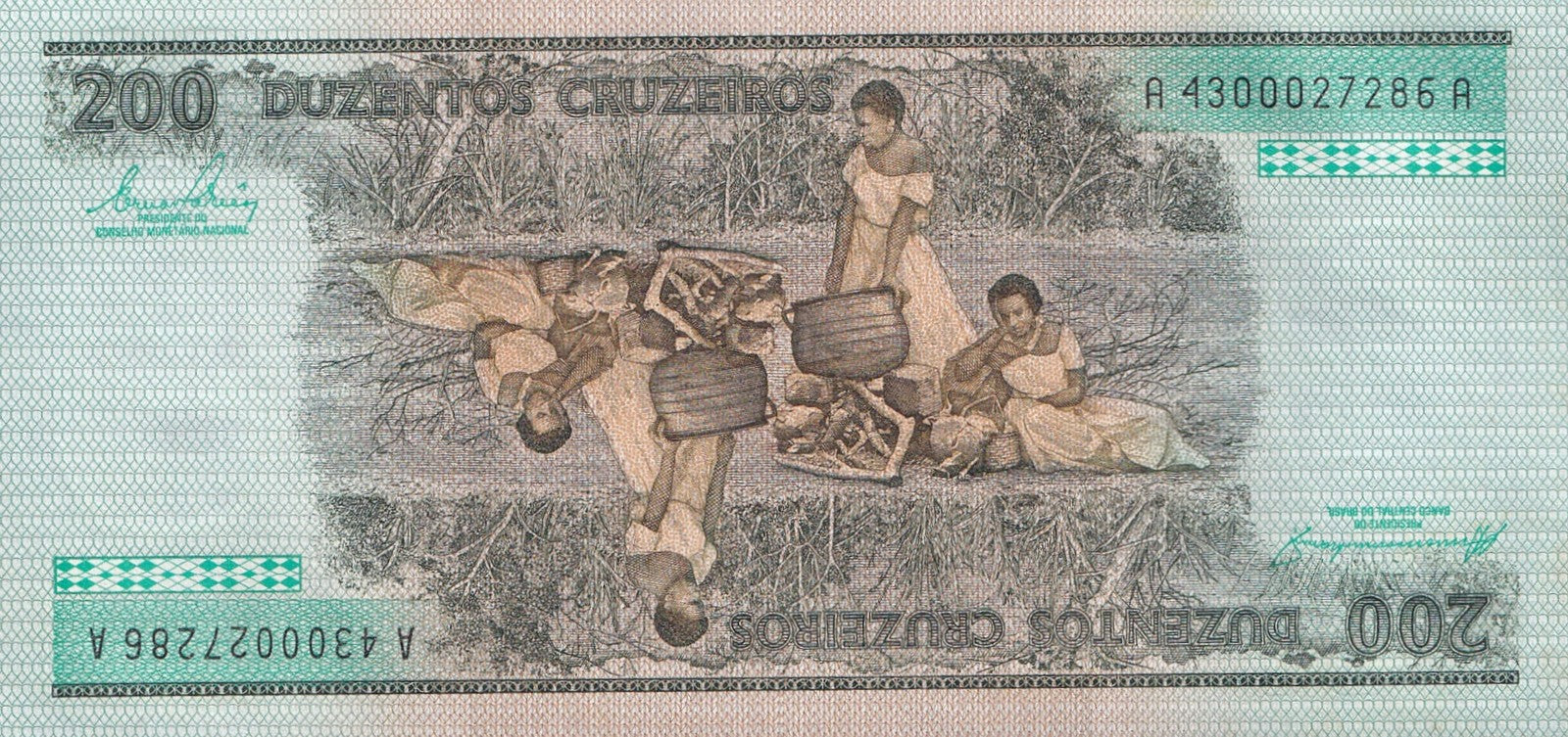 Brazil 200 Cruzeiros ND 1981-1984 P 199 UNC FOXING