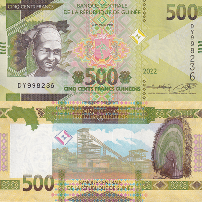 Guinea 500 Francs 2022 P 52 UNC Lot 3 pcs