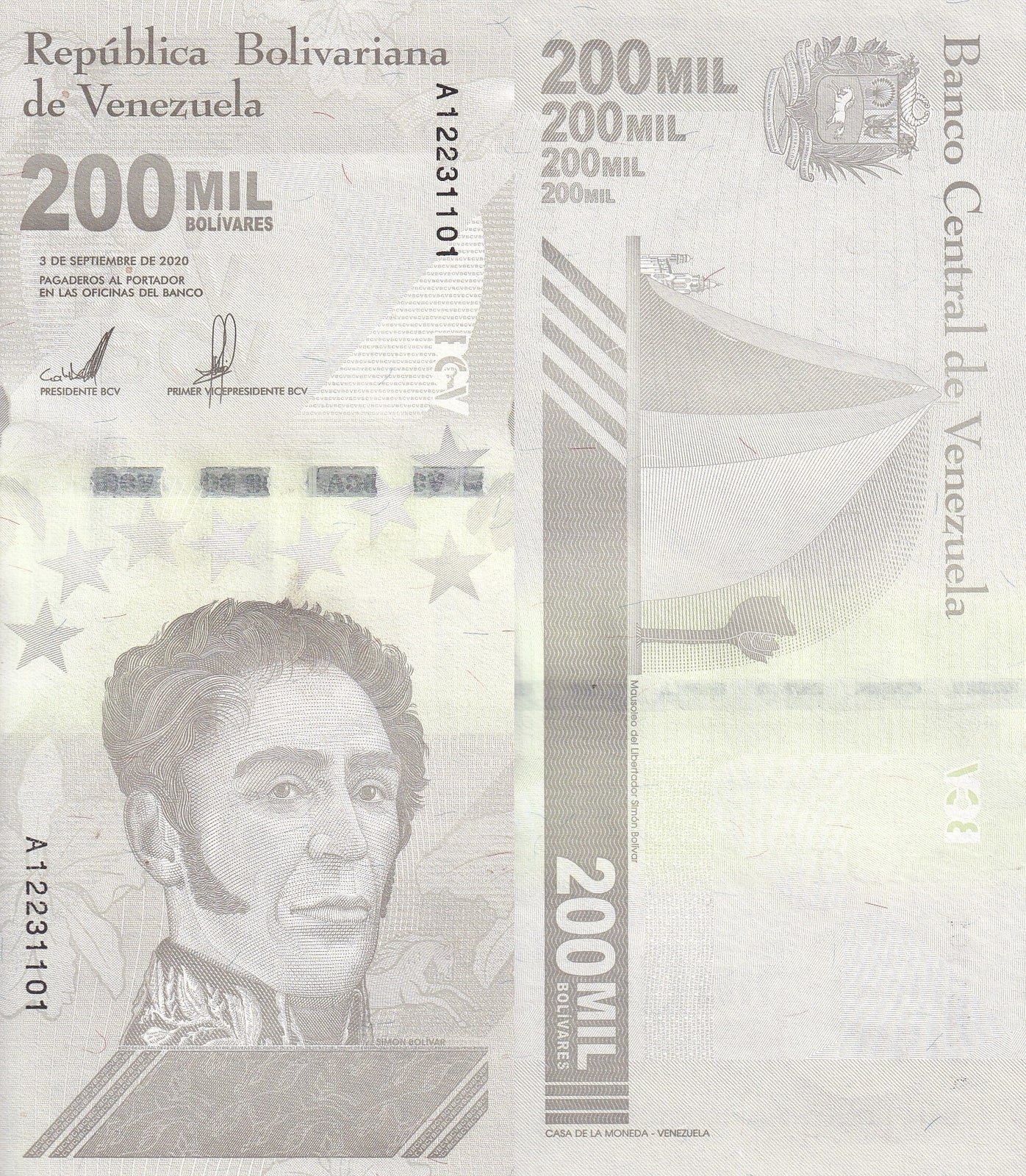 Venezuela 200000 Bolivares 2020/2021 P 112 UNC