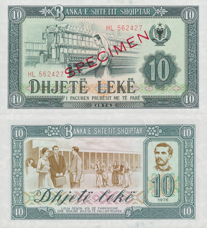Albania 10 Lek 1976 P 43 UNC Specimen